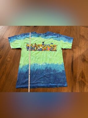 The Simpsons Cast Graphic Tie Dye T-Shirt Blue Green Large Universal Studios